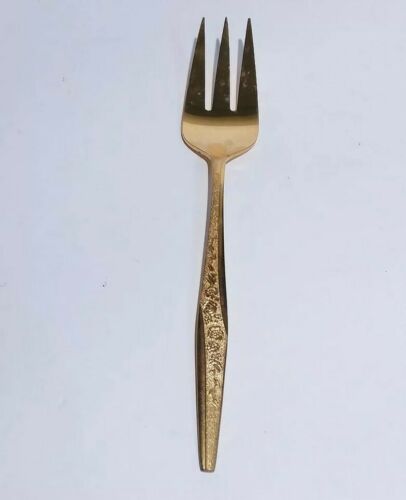 JH Carlyle Golden Bouquet Meat Fork 8 3/4 Inch Gold Electroplate