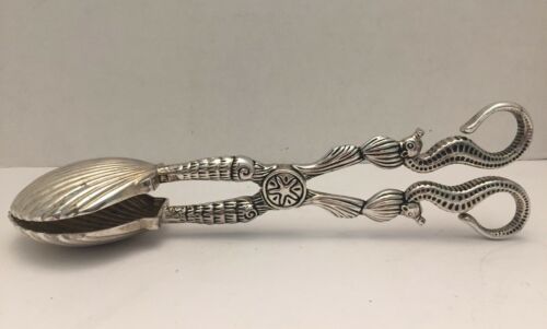 Godinger Silver Plated Seahorse & Clam Shell Salad Tongs