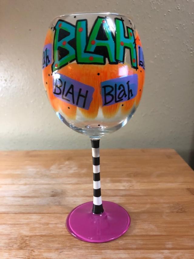 WINE DECORATIVE GLASS - 16oz BLAH
