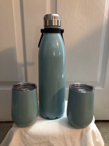 Stainless Steel Wine Tumbler with Lid Set of 2 Insulated Wine Bottle