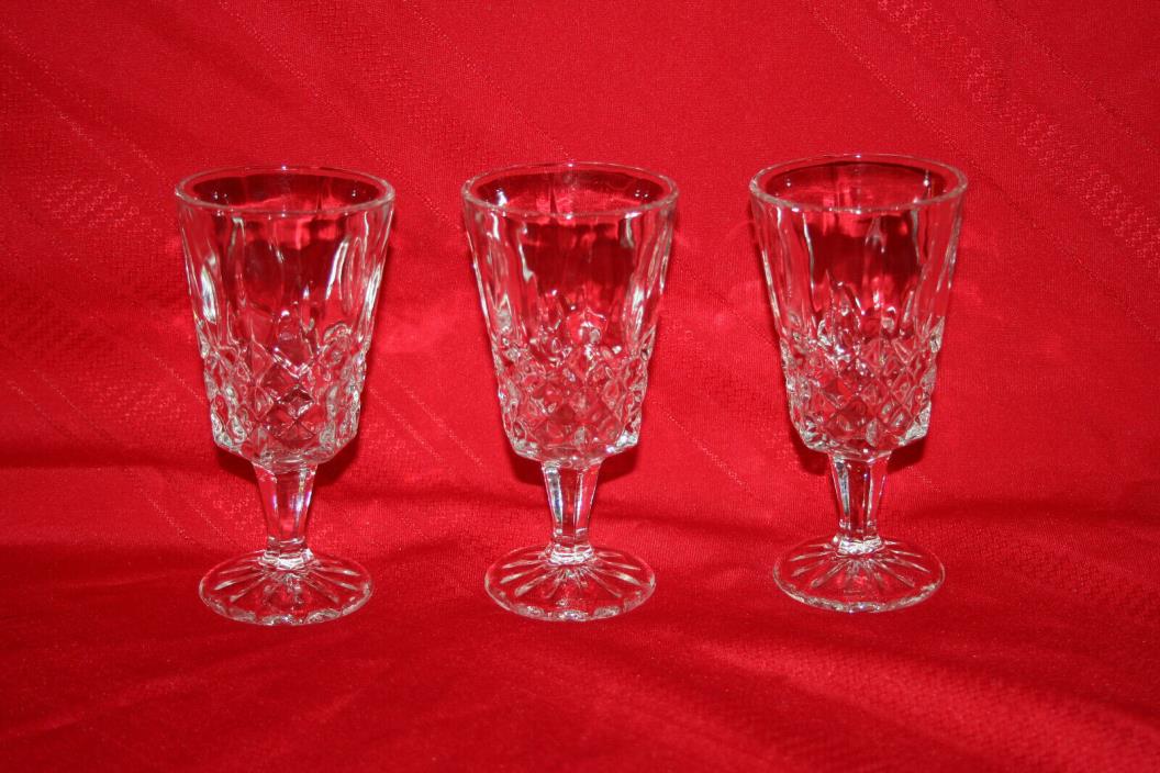 Vintage 3 Elegant Clear Diamond Cut Glass Fan Base Wine Bar Glasses Elegant Stem