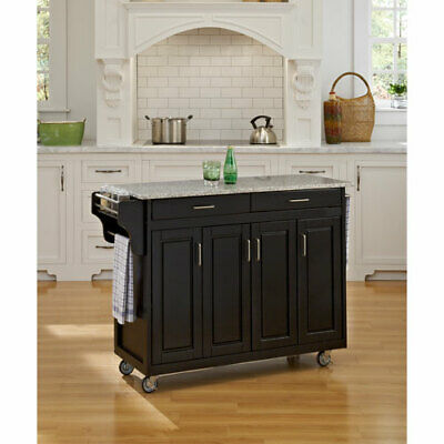 Home Styles Furniture Create-a-Cart Black Finish SP Granite Top - 9200-1043
