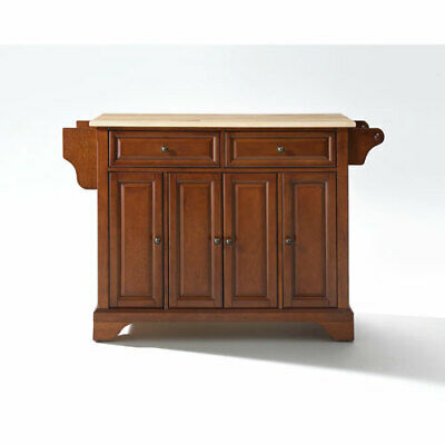 LaFayette Natural Wood Top Kitchen Island in Classic Cherry Finish