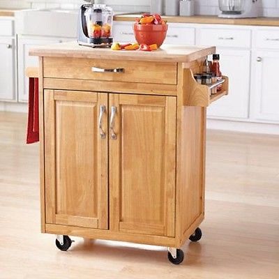 Brown 1-Drawer Kitchen Island Cabinet Cart Home Kitchen Dining Furniture