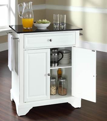 LaFayette Solid Black Granite Top Kitchen Island w Bracket Feet [ID 3056775]