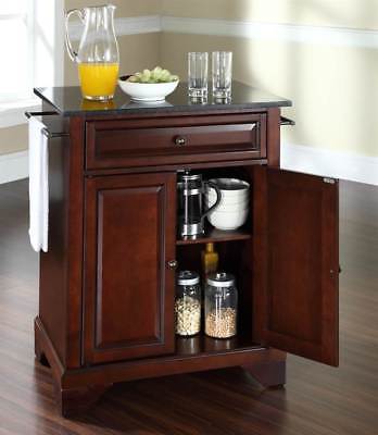 LaFayette Solid Black Granite Top Kitchen Island w Bracket Feet [ID 3056774]