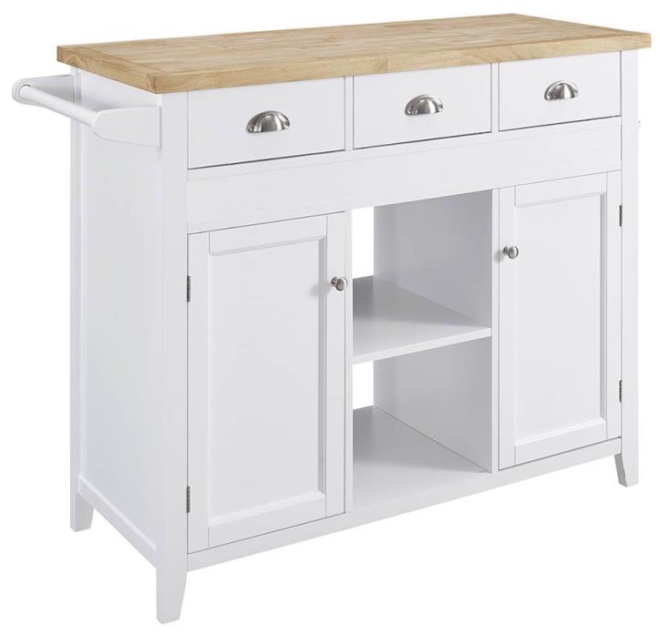 36 in. Kitchen Cart in White Finish [ID 3403054]