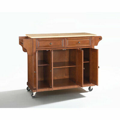 Crosley Furniture Natural Wood Top Kitchen Cart/Island in Classic Cherry Finish