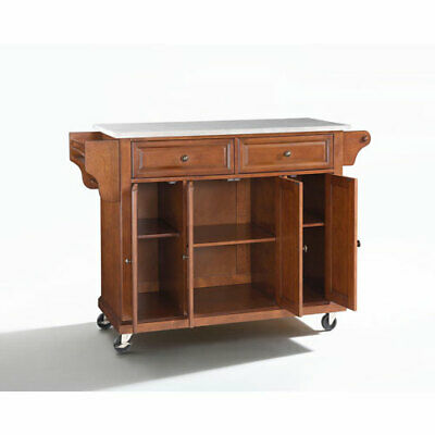 Stainless Steel Top Kitchen Cart/Island in Classic Cherry Finish