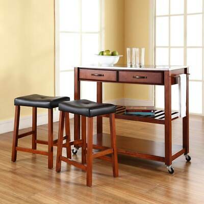 Kitchen Cart in Classic Cherry Finish with Towel Bar [ID 1698341]