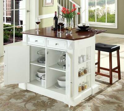 Breakfast Bar Top Kitchen Island with Saddle Stools [ID 1698413]