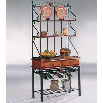 Coaster Traditional Metal And Wood Bakers Rack With Tobacco Finish 5424