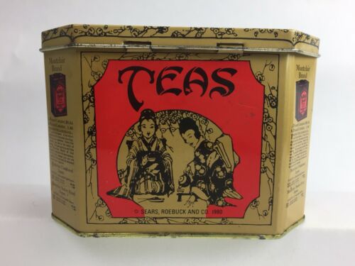 Vintage Advertising Sears Roebuck Tea Container Orange Peoke Tin Box 1980