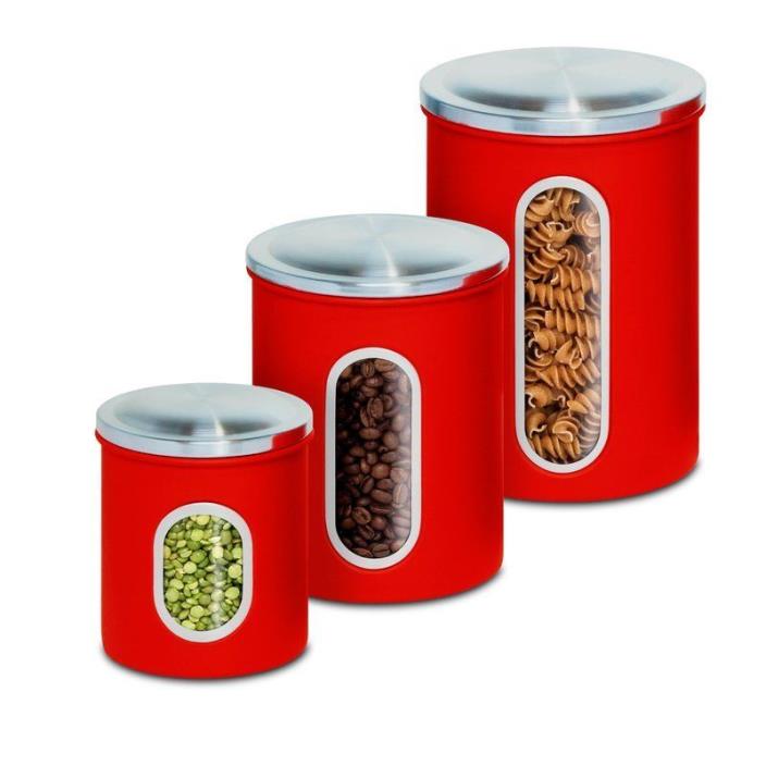 Kitchen Canister Set of 3 - Stainless Steal Store sugar...