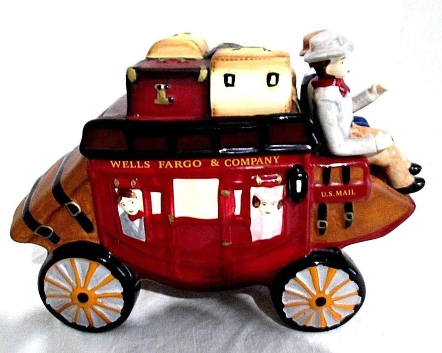 Wells Fargo & Company Stagecoach US Mail Porcelain Cookie Jar Container 2010