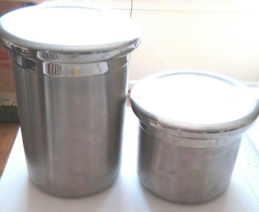 Heavy Duty Polished Stainless Steel Canister With Glass Lid Fast Shipping!