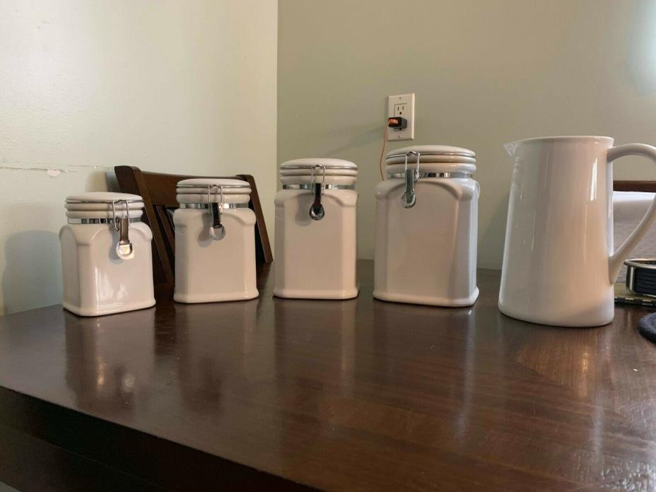 white canister sets kitchen ceramic
