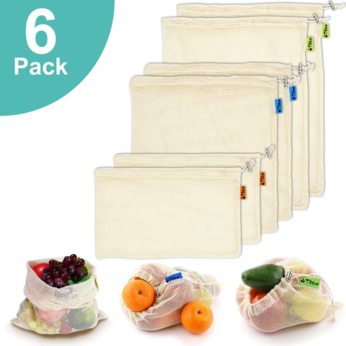 Reusable Produce Bags, Organic Cotton Mesh Bags for Grocery Shopping and Storage