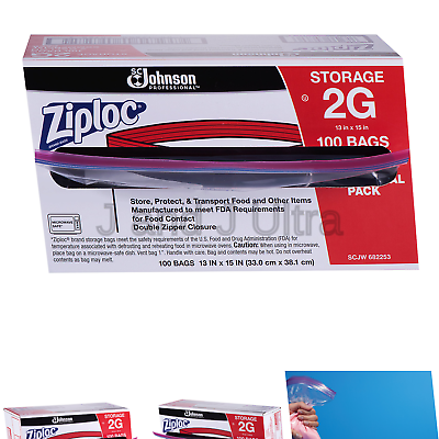 Ziploc Storage Bag, 2 Gallon, 100 ct 100 Count