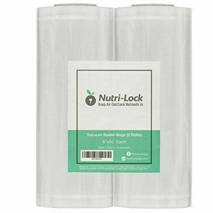 Nutri-Lock Vacuum Sealer Bags. 2 Pack 8x50 Commercial Grade Sealer Rolls for ...