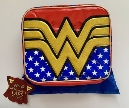 Wonder Woman Insulated Rectangular Lunch Box with Detachable Cape - New With Tag