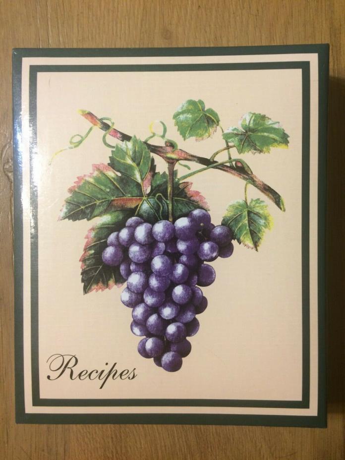 Grapes on Vine 3 Ring Recipe Binder with Index Dividers and Marker - NEW