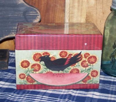 Legacy Publishing Recipe Boxes w/Cards Black Crow Watermelon Primitive New