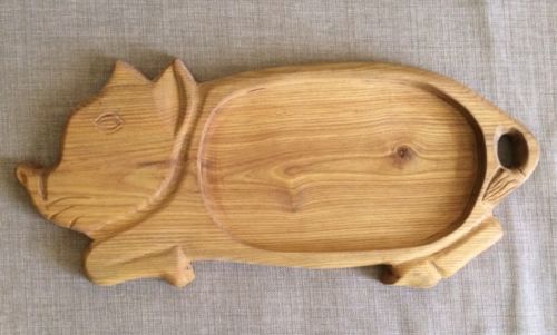 Handmade Hard Wood Decorative Pig Cutting Board / Tray