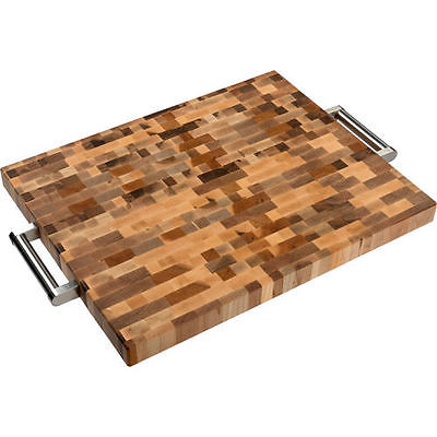 Labell – Wood Cutting Board with Stainless Steel Handles 20 in x 16 in x 1.5 in