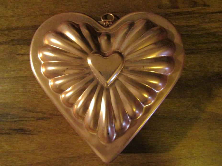 Vintage Jello Mold Copper coated color Heart/ wall hanging