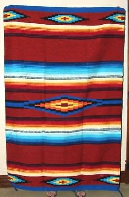 Southwestern Area Rug Woven  Lg 4x6 ft Saltillo Mexican RUSTY BROWN