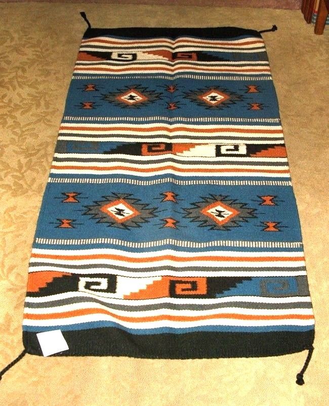 Throw Rug Tapestry Southwestern Thick Hand Woven Wool 32x64