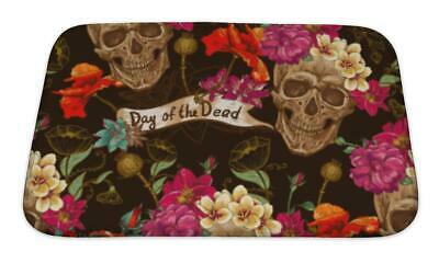 Skull And Flowers | Day of the Dead | Bath Mat | Dia de Los Muertos | Rug