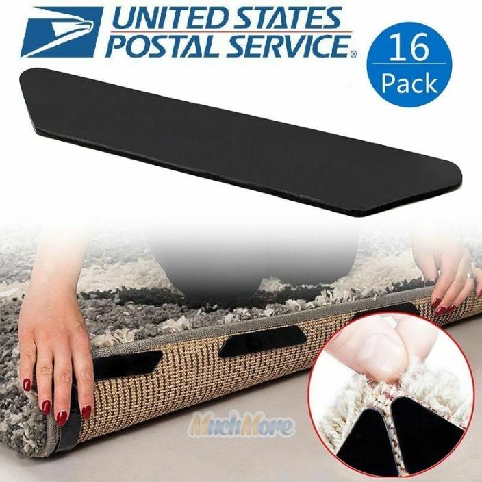 16 Pack Rug Grippers Stopper Anti Slip Rubber Corner Mat Washable Carpets Pad US