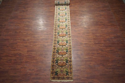 3X33 William Morris Art & Craft Runner Hand-Knotted Signed by Weaver (2.7 x 33.4