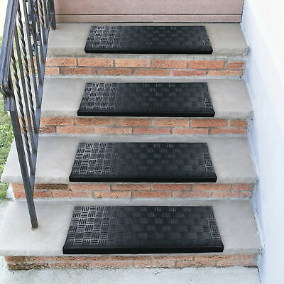 Red Barrel Studio Spearman Dirt off Square-Nosed Rubber Black Stair Tread