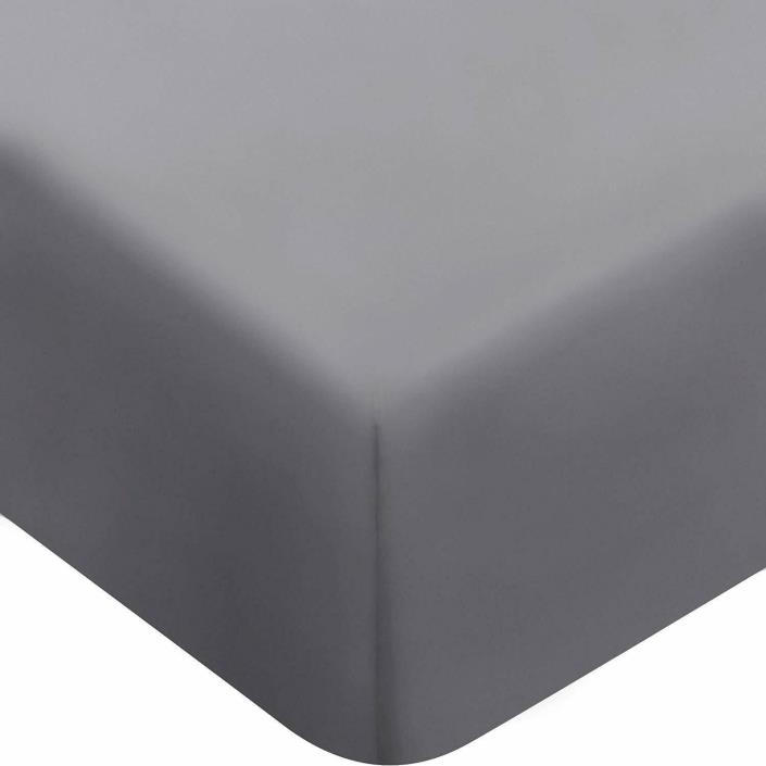 1800 Count Fitted Sheet Fits Deep Pocket Mattresses Elastic Around Soft Grey