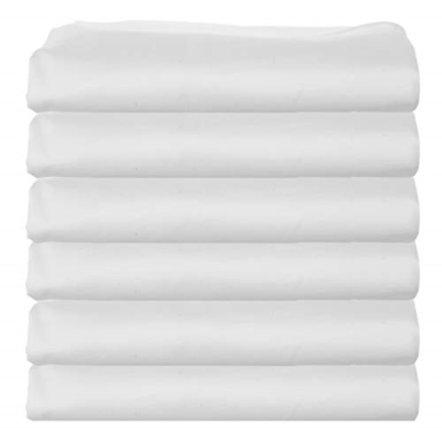 Twin Size Flat Sheets, Cotton/Poly, 66x104 in,White, 6-Pack