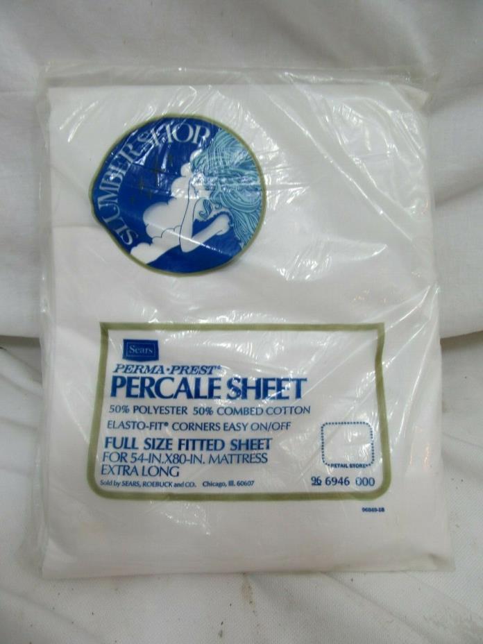 1  White Full Size Percale Fitted Sheet 54x80  Sears