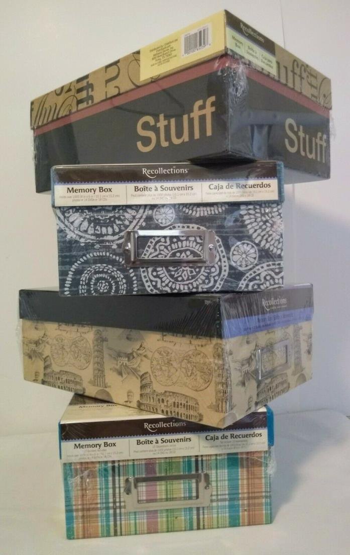 Recollections Memory Box Storage Photos DVDs or CDs Gift Box Lot of 4