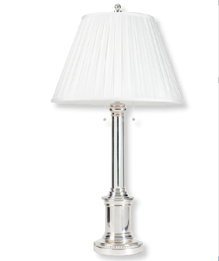 PAIR / Ralph Lauren Column Table Lamp with Bead Polished Silver