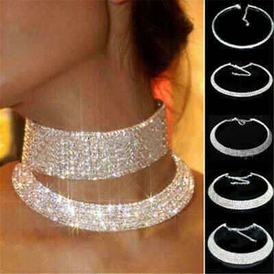 Women's Charming Diamond Crystal Choker Collar Necklace