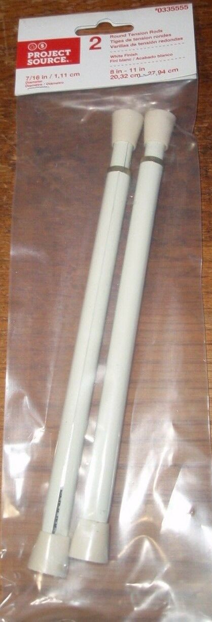 Project Source 2-Pack 8-in To 11-in White Steel Tension Curtain Rod-NEW-#27703