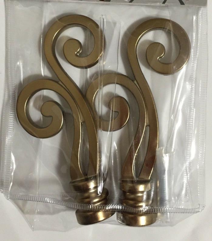 Finials Warm Gold LARIAT #215348 For Curtain Rods & Tiebacks Cambria Classic NIP