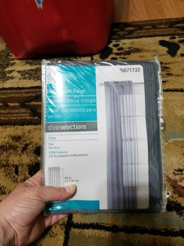 nwt style selections blue rod pocket panel curtain