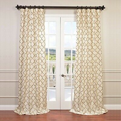 HPD Half Price Drapes EFSCH-14081B-108 Embroidered Faux Silk Curtain, 50 x 108,