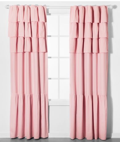 1 - Pillowfort Ruffle Blackout Causual Pink Curtain Panel 42