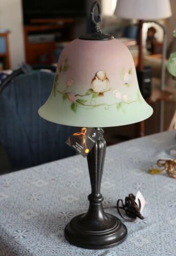 Fenton Rare Lotus Mist Lamp Bell With Bird 21” 2001
