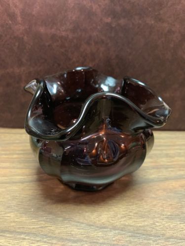 vintage fenton amethyst glass vase SIGNED