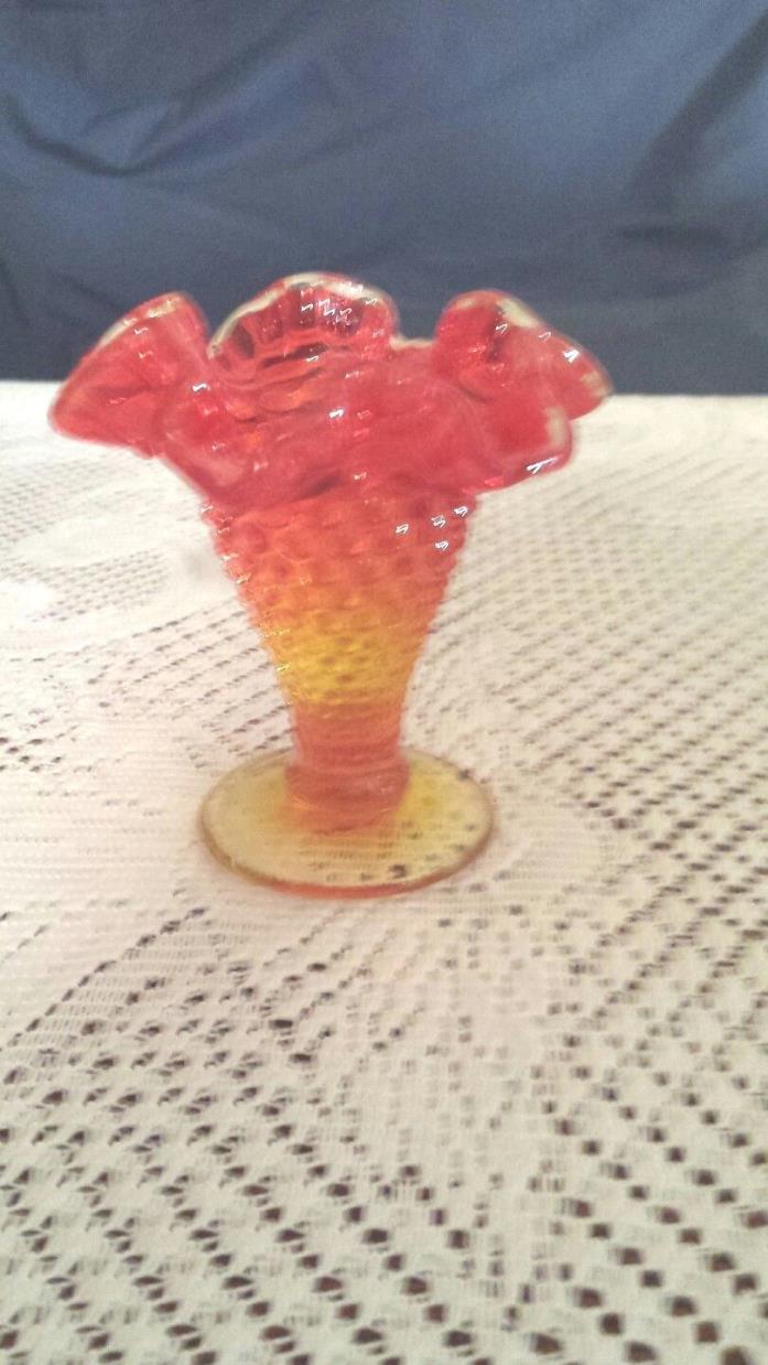 Fenton Glass Hobnail Red Small Vase 3 & 3/4